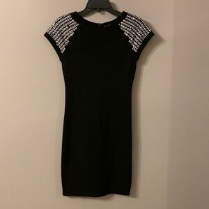 Simple black dress with studded shoulder pads Mojito collection small